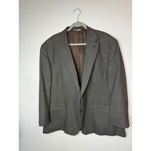 Joseph & Feiss Mens 54 Regular Grey Houndstooth 100% Wool Two Button Blazer
